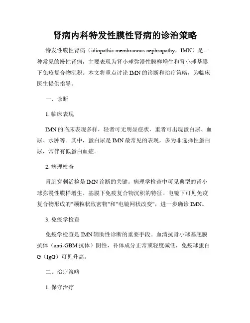 肾病内科特发性膜性肾病的诊治策略