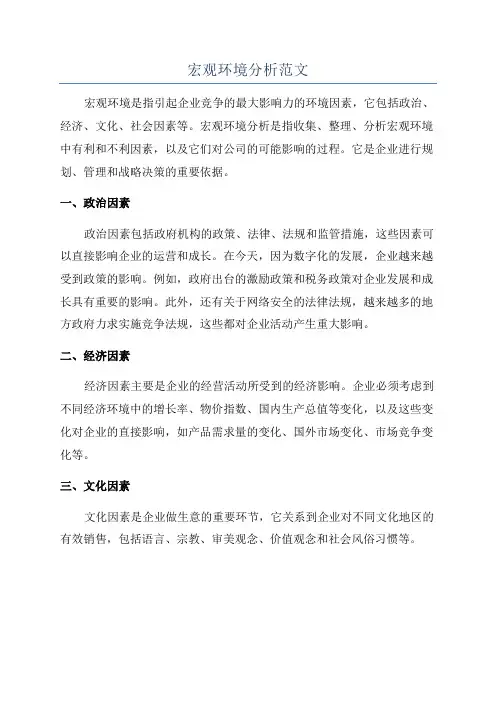 宏观环境分析范文
