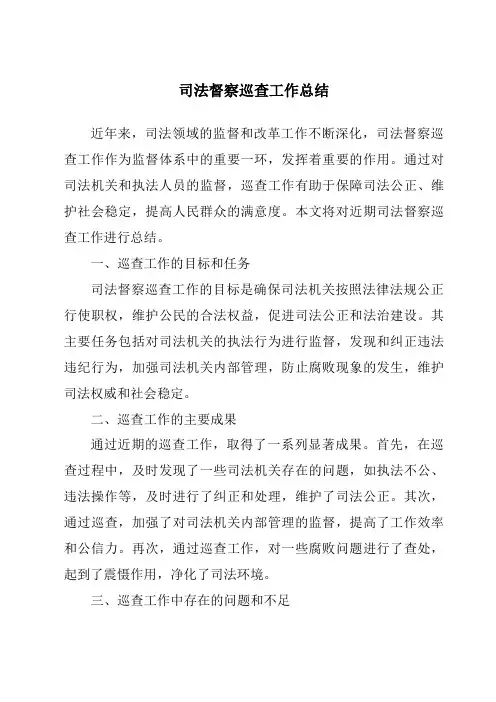 司法督察巡查工作总结