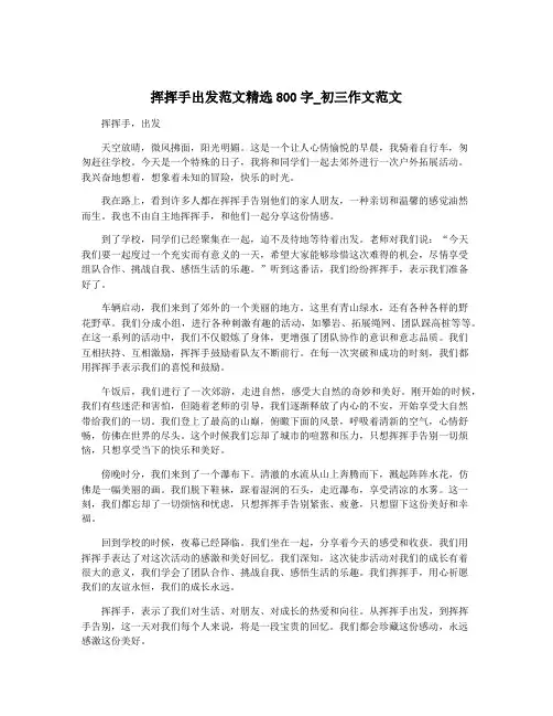 挥挥手出发范文精选800字_初三作文范文