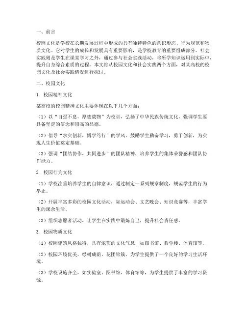 校园文化及社会实践报告