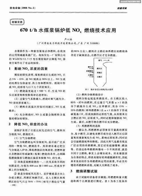 670t／h水煤浆锅炉低NOx燃烧技术应用
