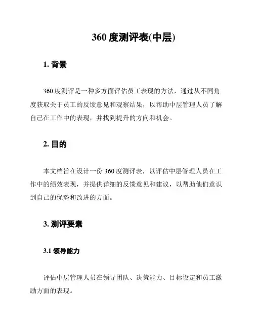 360度测评表(中层)