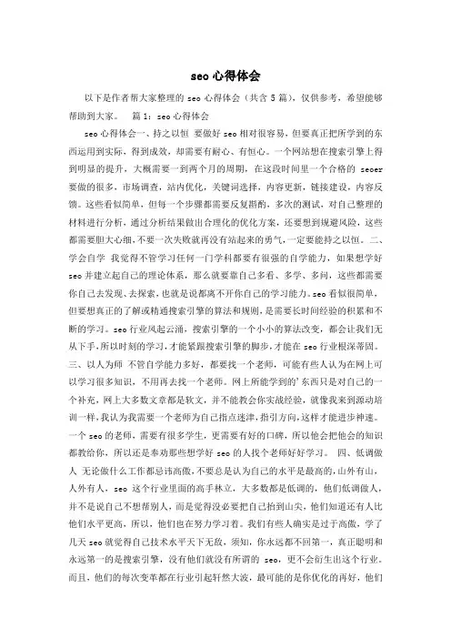 seo心得体会