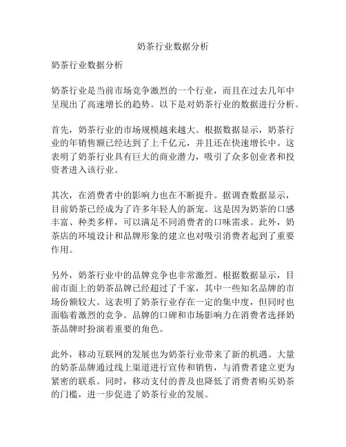 奶茶行业数据分析