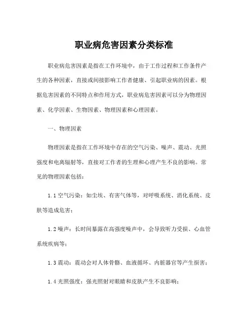 职业病危害因素分类标准