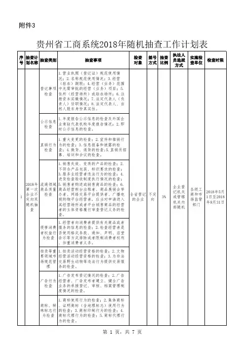 抽查工作计划表
