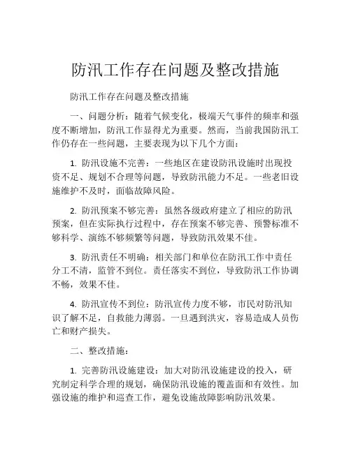 防汛工作存在问题及整改措施