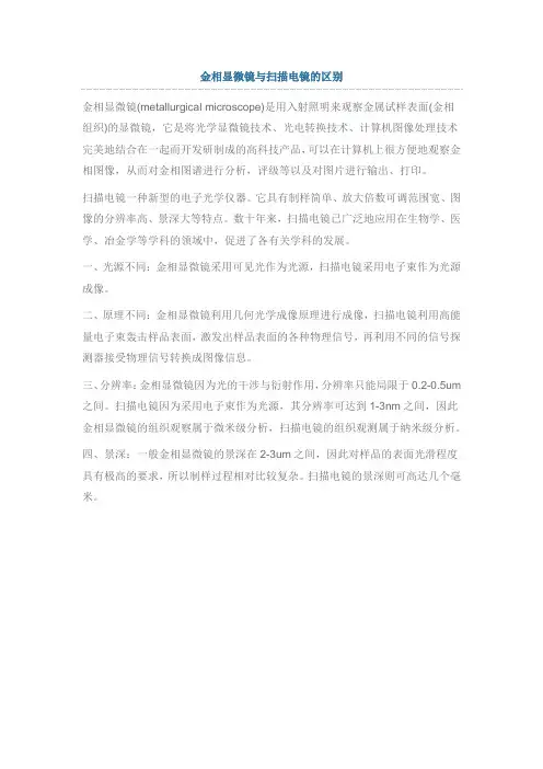 金相显微镜与扫描电镜的区别