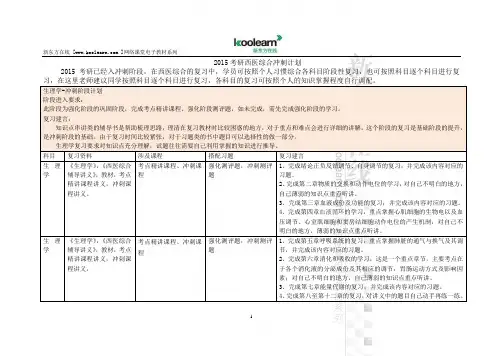 2015考研西医综合冲刺计划