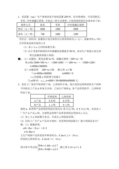 4个一次函数最值问题
