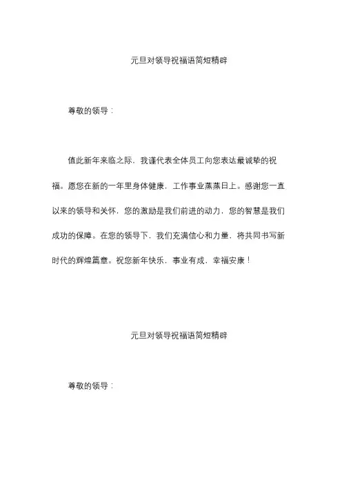 元旦对领导祝福语简短精辟
