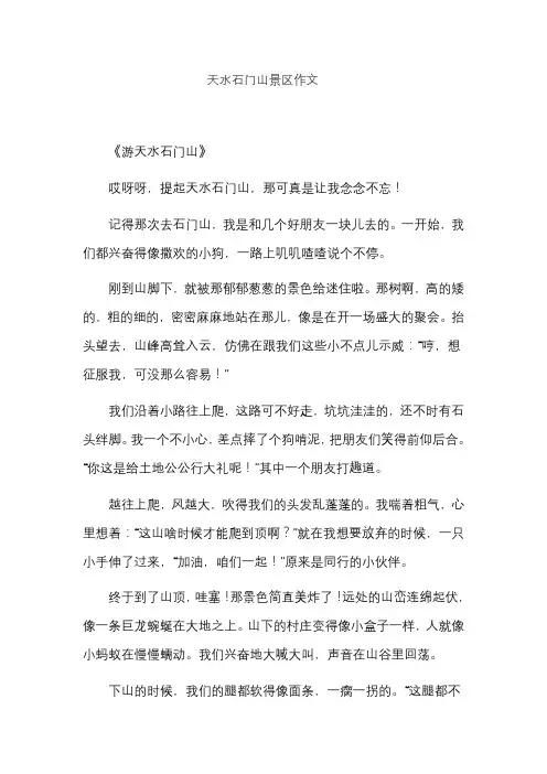 天水石门山景区作文