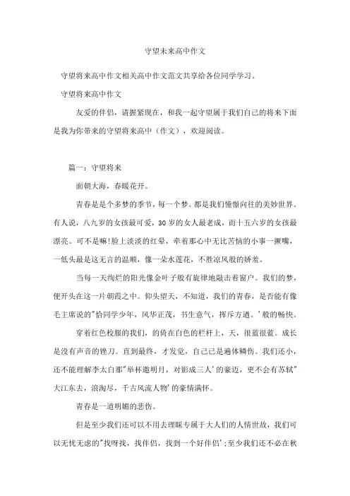 守望未来高中作文