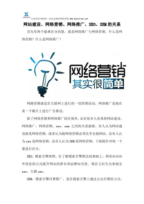 网站建设、网络营销、网络推广、SEO、SEM的关系