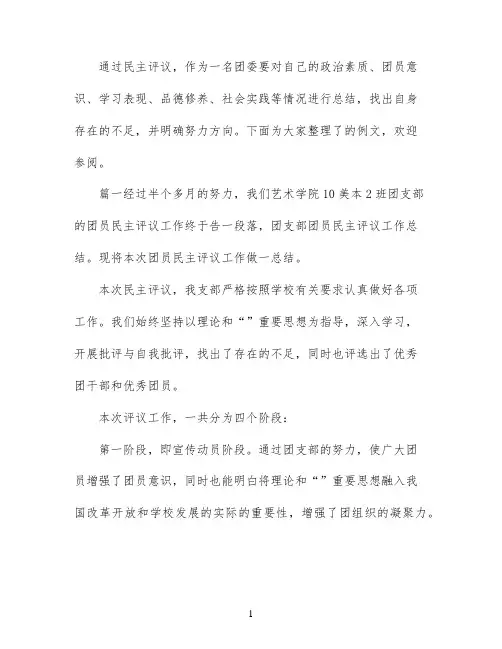团委民主评议总结