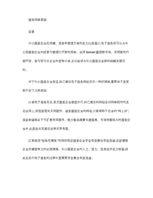 小型服装企业网络营销策划书