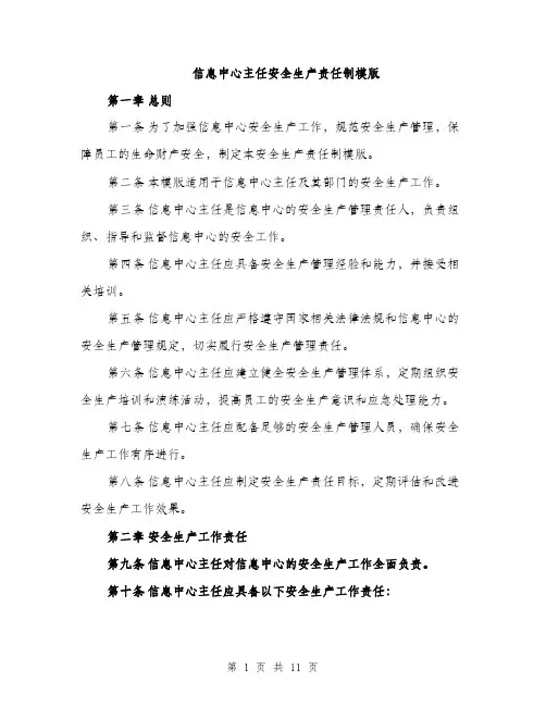 信息中心主任安全生产责任制模版（三篇）