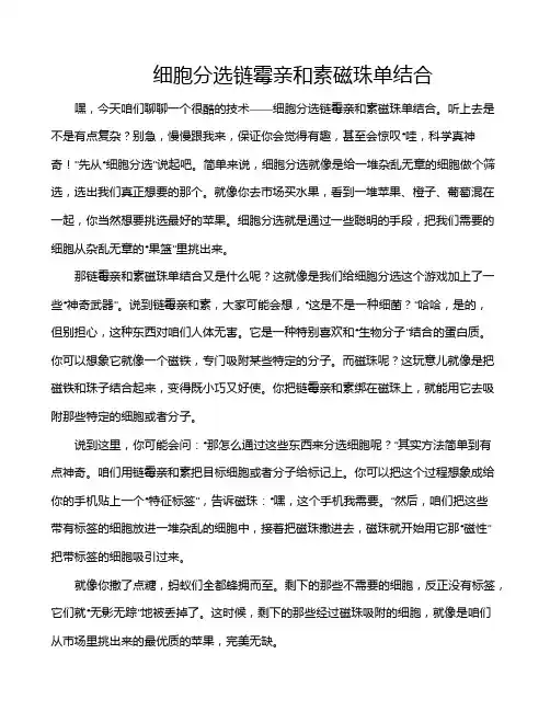 细胞分选链霉亲和素磁珠单结合