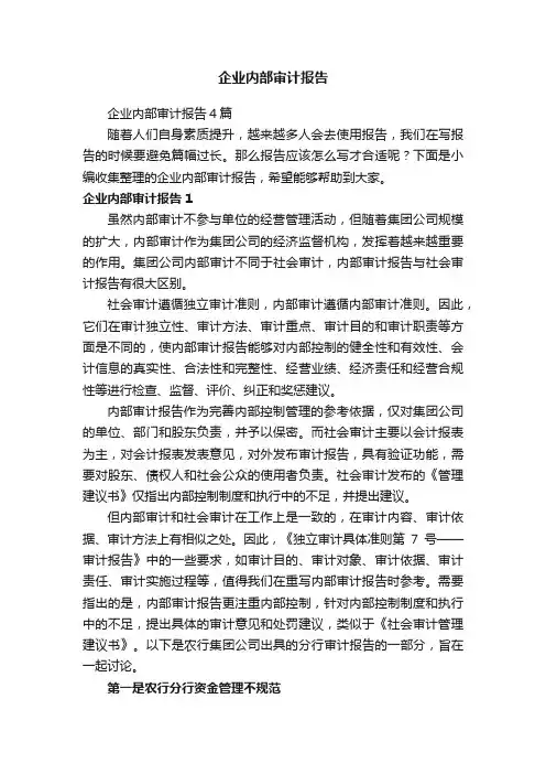 企业内部审计报告4篇