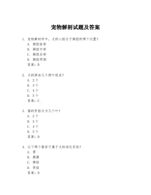宠物解剖试题及答案