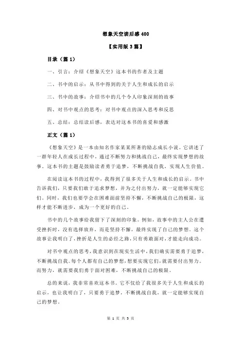 想象天空读后感400
