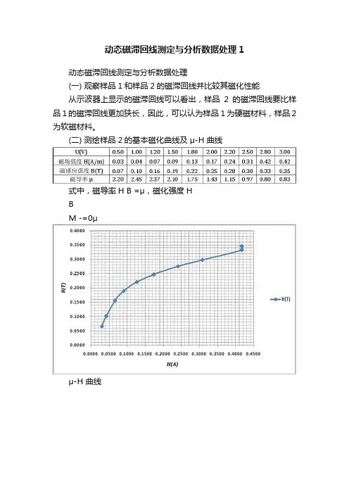 动态磁滞回线测定与分析数据处理1