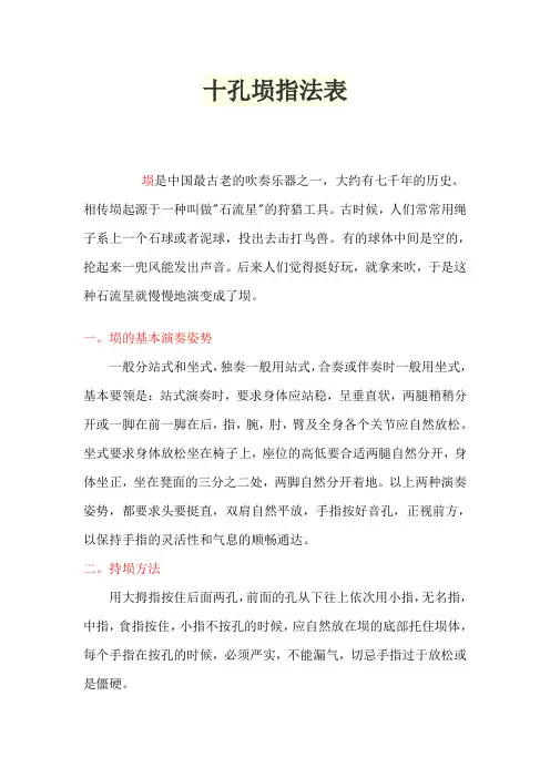 十孔埙指法表