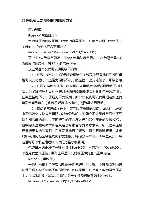 呼吸机常见监测指标的临床意义