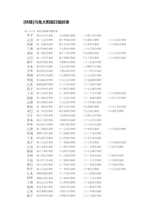 [转载]乌兔太阳值日值时表