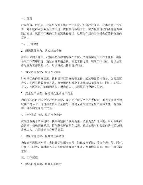 半年工作总结综治