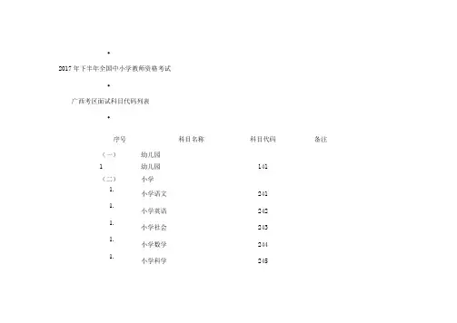 2017年下半年全国中小学教师资格考试