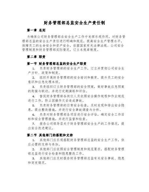 财务管理部总监安全生产责任制