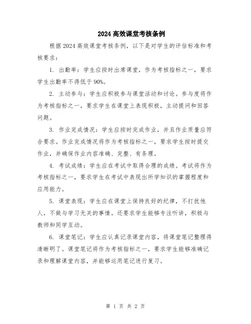 2024高效课堂考核条例