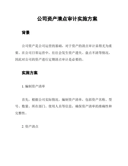 公司资产清点审计实施方案