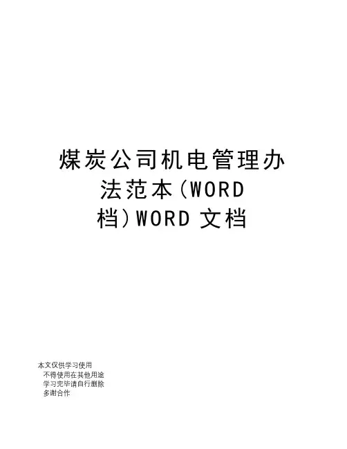 煤炭公司机电管理办法范本(WORD档)WORD文档
