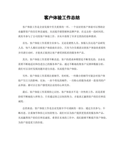 客户体验工作总结