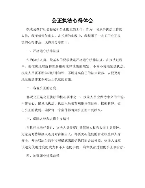 公正执法心得体会