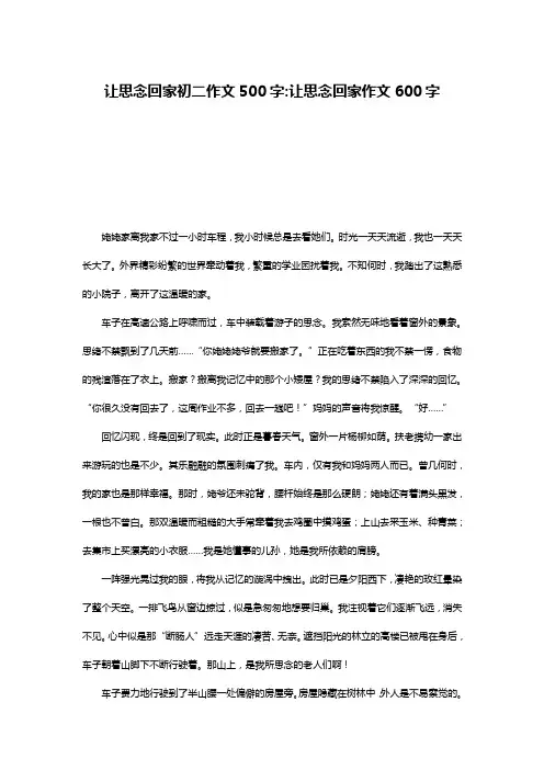 让思念回家初二作文500字-让思念回家作文600字