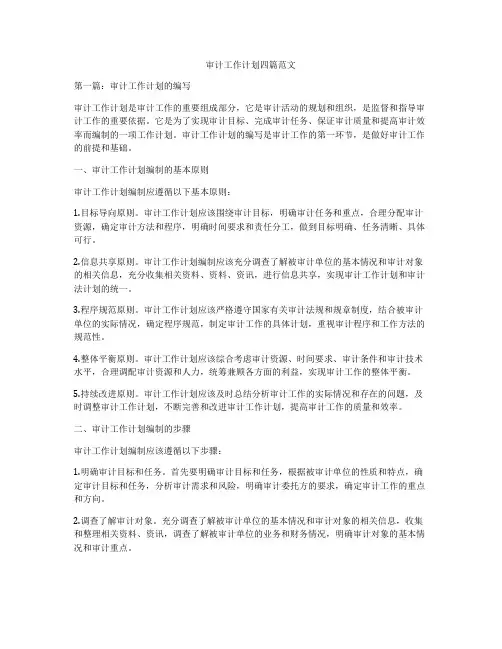 审计工作计划四篇范文