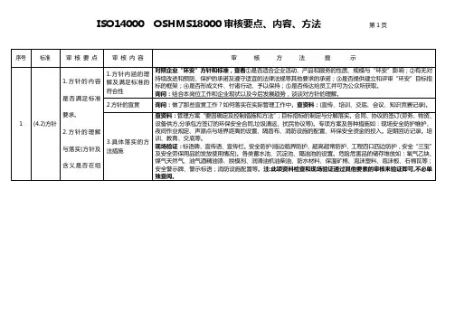 ISO14000  OSHMS18000审核要点、内容、方法