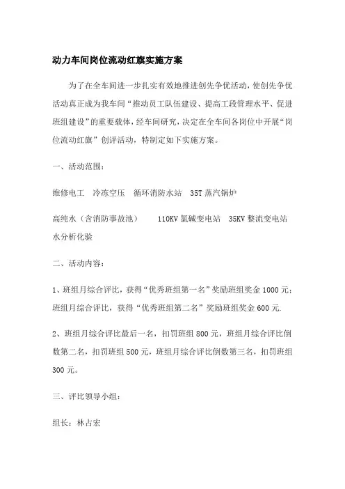 动力车间岗位流动红旗实施方案