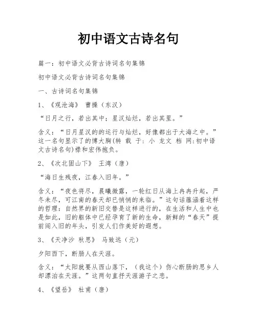 初中语文古诗名句