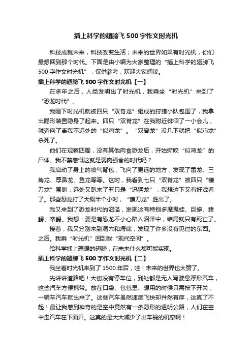 插上科学的翅膀飞500字作文时光机
