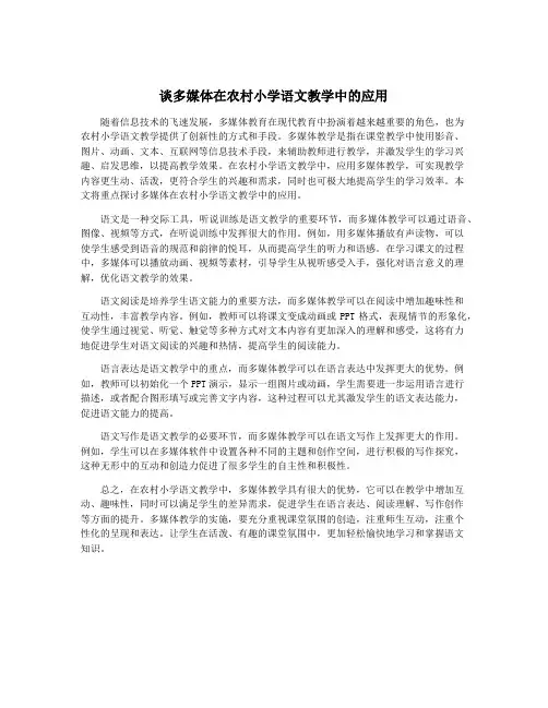 谈多媒体在农村小学语文教学中的应用