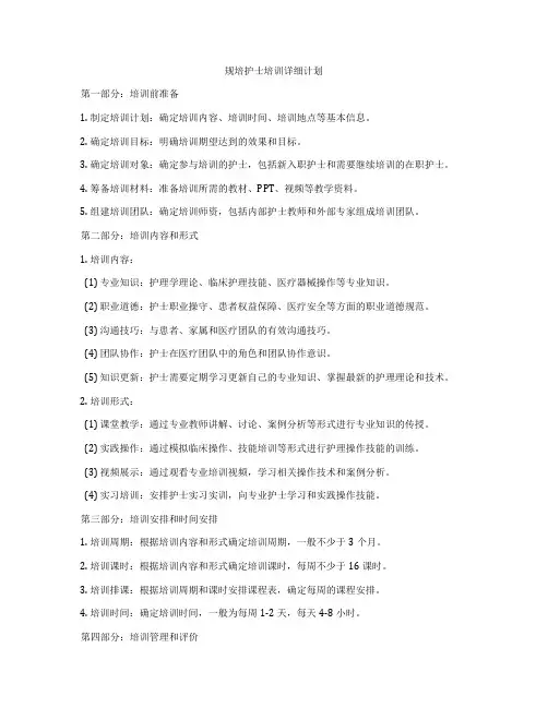 规培护士培训详细计划