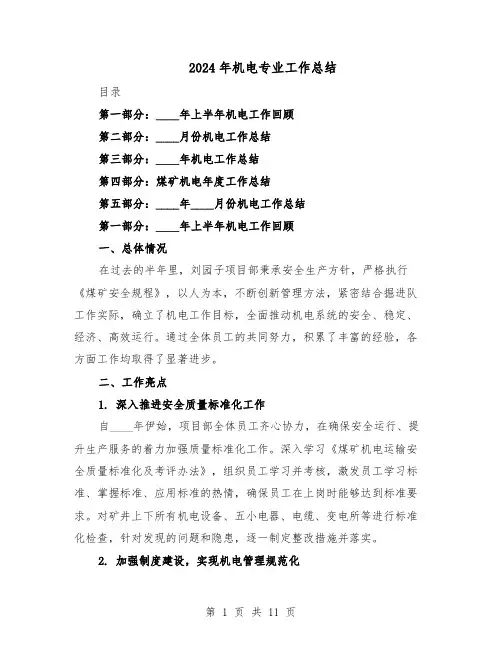 2024年机电专业工作总结（5篇）