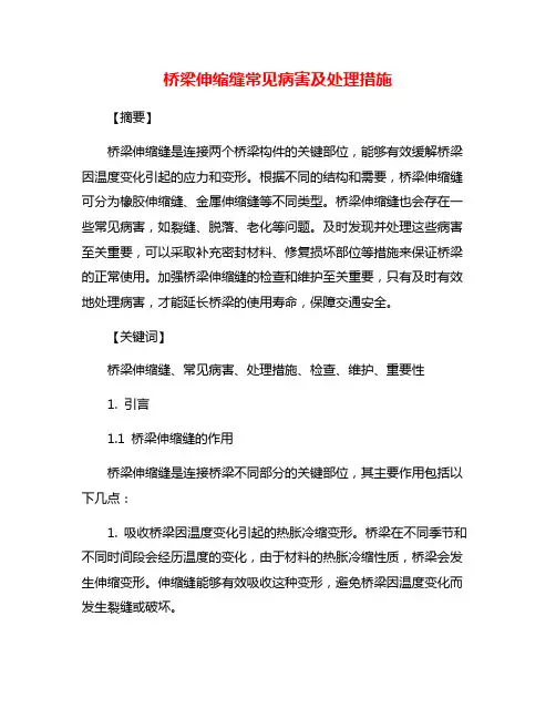 桥梁伸缩缝常见病害及处理措施