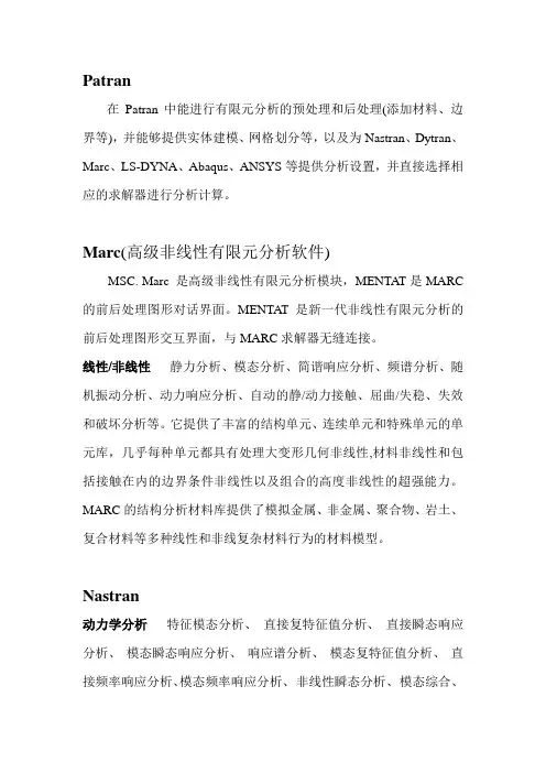 MSC相关软件简介