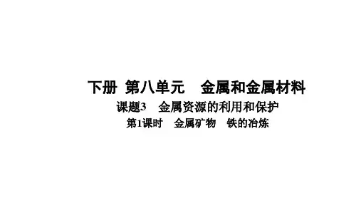 +8.3金属资源的利用和保护第1课时 金属矿物 铁的冶炼-2024-2025学年九年级化学人教版下册